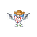 The brave of shield badges USA with star Cowboy cartoon character holding guns