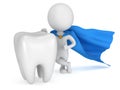 Brave superhero doctor with big healthy tooth