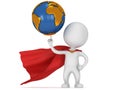 Brave superhero hold world on pointing finger Royalty Free Stock Photo