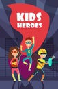 Brave superhero kids cartoon vector poster Royalty Free Stock Photo