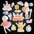 Brave tomboy Hell princess vector cartoon set. Princess magic and feminism illustration, little teen girl, princess