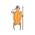 Brave warrior melon cartoon character with spear, man in fruit costume vector Illustration on a white background Royalty Free Stock Photo