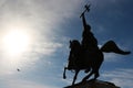 Brave warrior statue silhouette - silueta statuia lui Mihai Viteazul Royalty Free Stock Photo