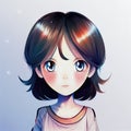 brave young chibi girl portrait, big eyes, ai generated image