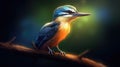 a brave young kingfisher wallpaper, ai generated image Royalty Free Stock Photo