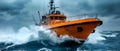 Braving the Waves: Courageous Rescue in Turbulent Seas. Concept Daring Rescue, Turbulent Seas,