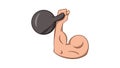 Brawny arm with dumbbell icon animation