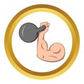 Brawny arm with dumbbell icon