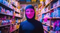 Brazen Robber with Mask Inside Store, High-Risk Crime and Illegal Activity, Generative AI