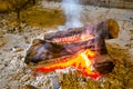Brazier with burning coals. Royalty Free Stock Photo