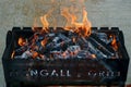 Brazier with burning flames and coals Royalty Free Stock Photo