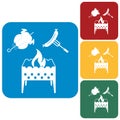 Brazier, chicen and sausage icon