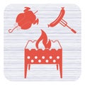 Brazier, chicken and sausage icon