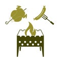 Brazier, chicken and sausage icon