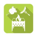 Brazier, chicken and sausage icon