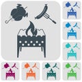 Brazier, chicken and sausage icon