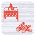 Brazier and firewood icon