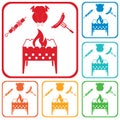 Brazier, kebab, chicen and sausage icon Royalty Free Stock Photo