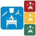 Brazier, kebab, chicen and sausage icon Royalty Free Stock Photo