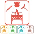 Brazier, kebab, chicen and sausage icon