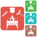 Brazier, kebab, chicen and sausage icon Royalty Free Stock Photo