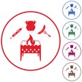 Brazier, kebab, chicen and sausage icon Royalty Free Stock Photo