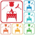 Brazier, zephyr, chicen and sausage icon Royalty Free Stock Photo