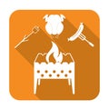 Brazier, zephyr, chicen and sausage icon Royalty Free Stock Photo