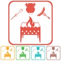 Brazier, zephyr, chicen and sausage icon Royalty Free Stock Photo