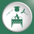 Brazier, zephyr, chicen and sausage icon Royalty Free Stock Photo