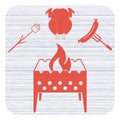 Brazier, zephyr, chicken and sausage icon