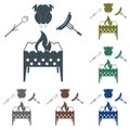 Brazier, zephyr, chicken and sausage icon