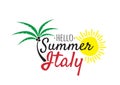 Hello Summer in Italy Logo, Wording Design, Wall Decals, Isolated Logo on white background