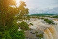 Brazil, America, Iguazu falls. Beautiful famous waterfall. Landscape with a view of the water jet. Seventh wonder of the world