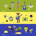 Brazil Banner Set vector design illustration Royalty Free Stock Photo