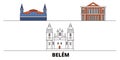 Brazil , Belem flat landmarks vector illustration. Brazil , Belem line city with famous travel sights, skyline, design.