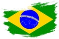Brazil brush stroke flag vector background. Hand drawn grunge style Brazilian isolated banner Royalty Free Stock Photo
