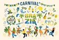 Brazil carnival. Big vector clipart. Isolated illustrations for carnival concept and other