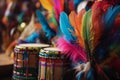 Brazil carnival colorful drums. Generate Ai