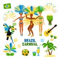 Brazil Carnival Isolated Icon Set