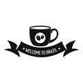 Brazil coffee logo, simple black style
