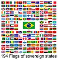 Brazil, collection of vector images of flags of the world