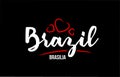 Brazil country on black background with red love heart and its capital Brasilia