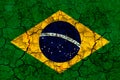 brazil country flag painted on a cracked grungy wall Royalty Free Stock Photo