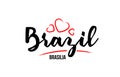 Brazil country with red love heart and its capital Brasilia creative typography logo design Royalty Free Stock Photo