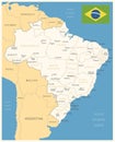 Brazil - detailed map with administrative divisions and country flag. Vector illustration