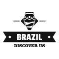 Brazil discover logo, simple black style Royalty Free Stock Photo