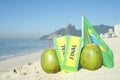 Brazil Final Tickets Coconuts Brazilian Flag Ipanema Beach Rio