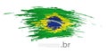 Brazil flag. Brush painted brazilian flag on a white background. Brush strokes, grunge. Vector design national poster, template. Royalty Free Stock Photo