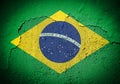 Brazil flag on cracked wall Royalty Free Stock Photo